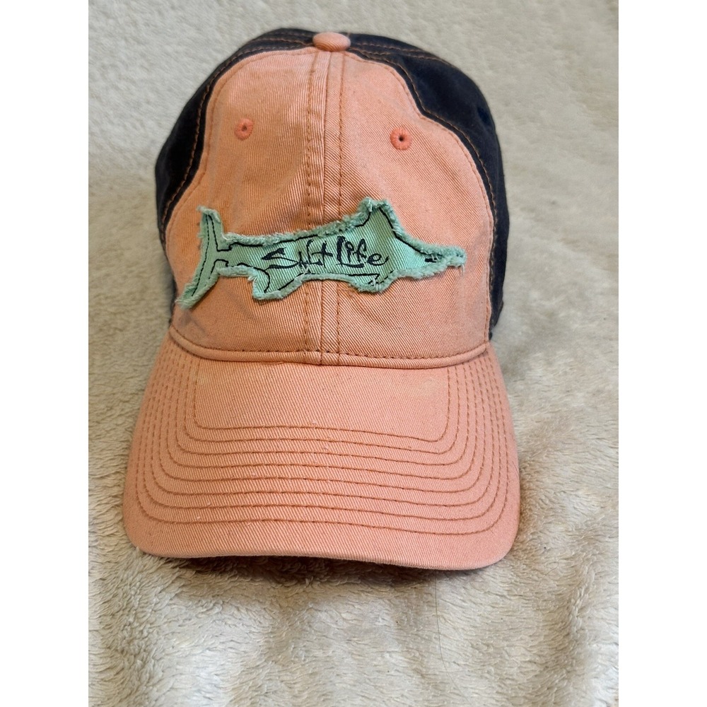 Salt Life Cap Hat Coral Navy SnapBack Mesh Surf Fish Dive Skull Face Poison‎